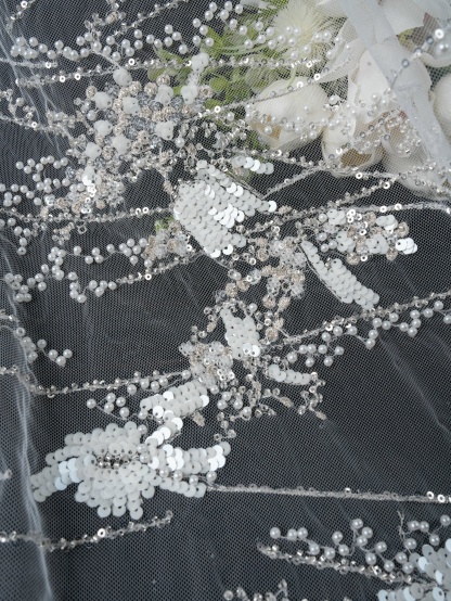 Sita Lace, sitalace, Lace Fabric, Feature Fabric, Tulle Fabric, Beaded Fabric, Sequined Fabric, Embroidery Fabric, Wedding Dress, Bridal Gown, Bridal Veil, Beads, Sequins, Feather Fabrics, Feather, 3D Flowers, Floral, Blossom Flowers, Flower Petal,