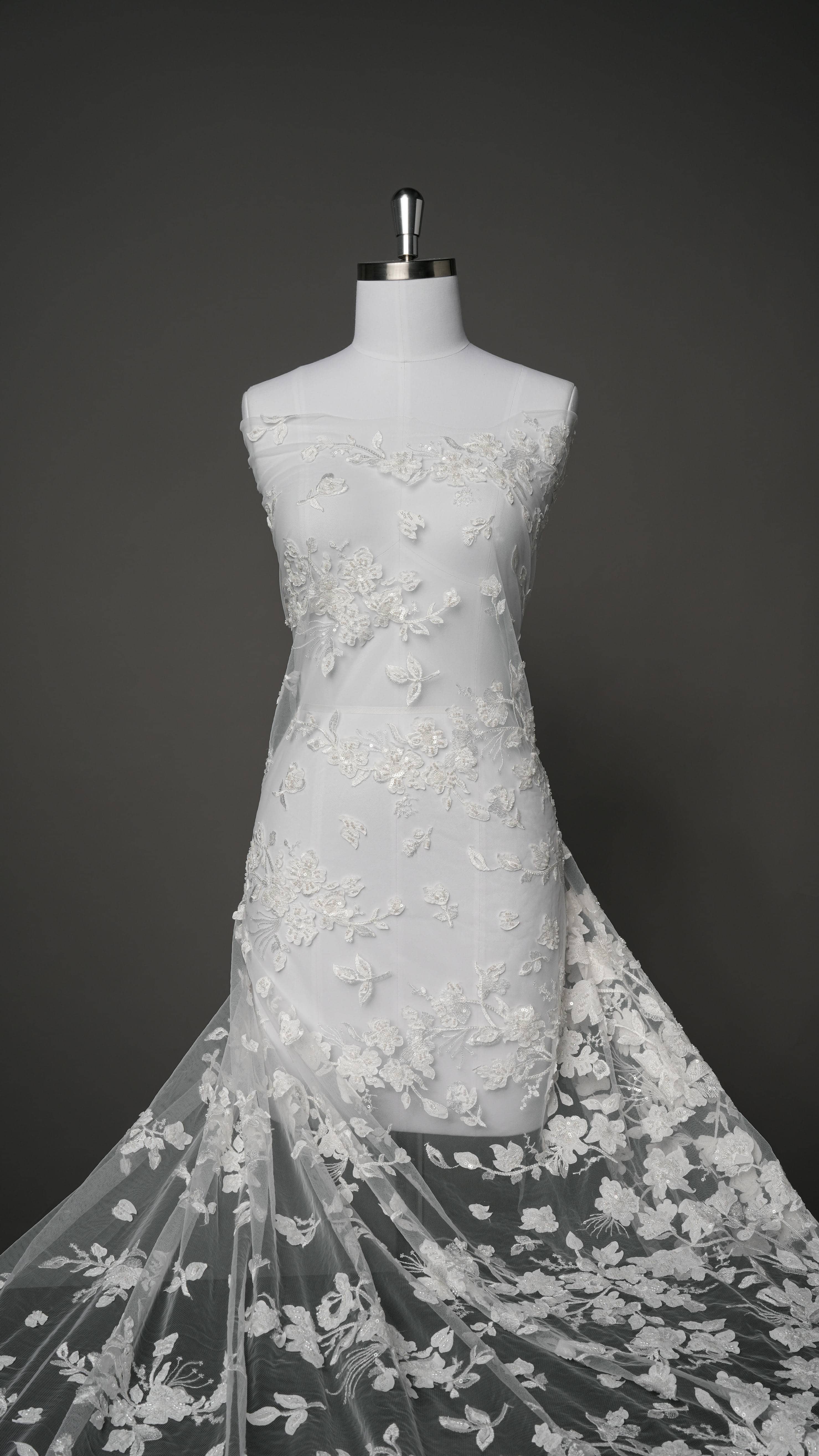 Sita Lace, sitalace, Lace Fabric, Feature Fabric, Tulle Fabric, Beaded Fabric, Sequined Fabric, Embroidery Fabric, Wedding Dress, Bridal Gown, Bridal Veil, Beads, Sequins, Feather Fabrics, Feather, 3D Flowers, Floral, Blossom Flowers, Flower Petal,