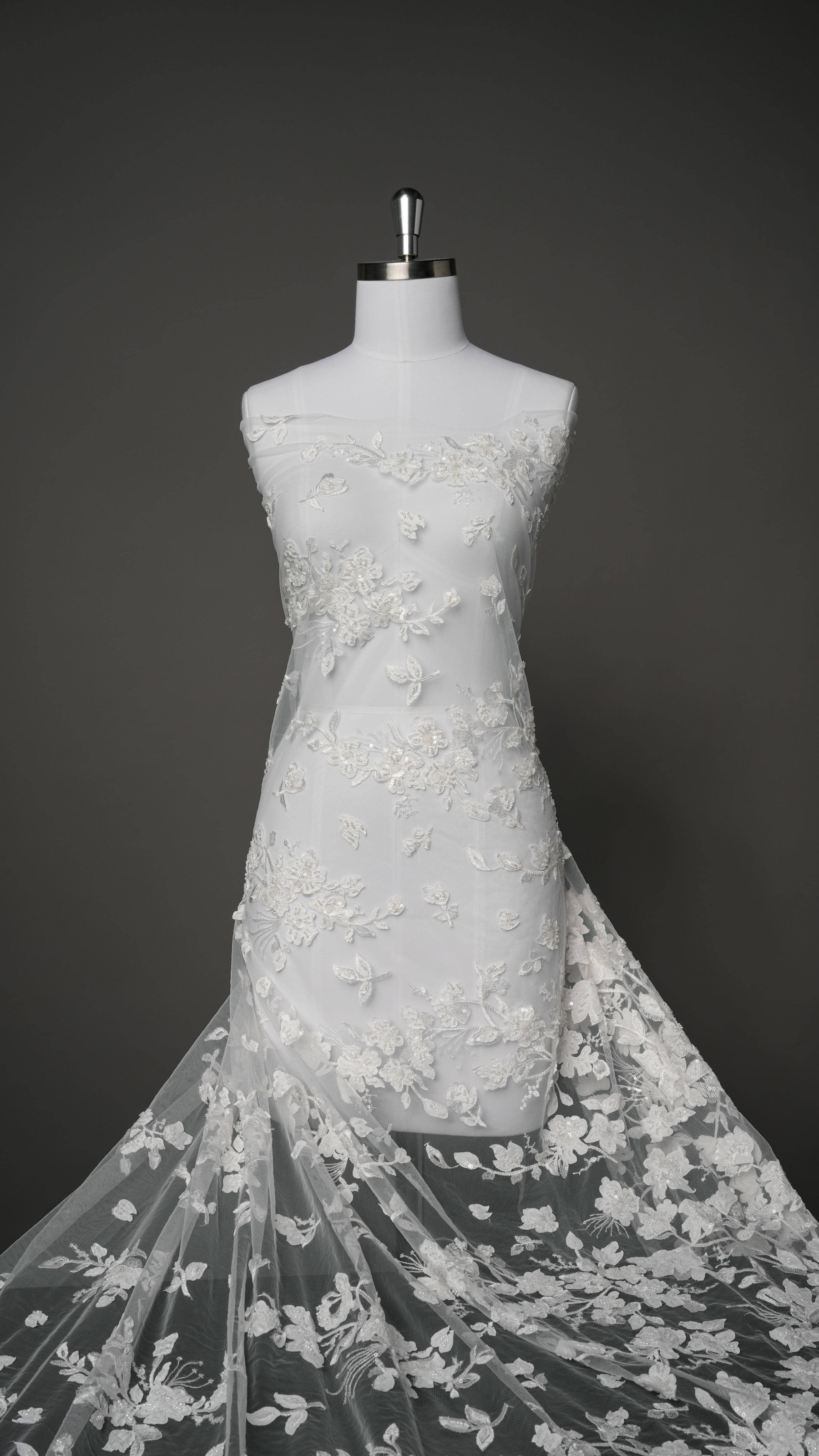 Sita Lace, sitalace, Lace Fabric, Feature Fabric, Tulle Fabric, Beaded Fabric, Sequined Fabric, Embroidery Fabric, Wedding Dress, Bridal Gown, Bridal Veil, Beads, Sequins, Feather Fabrics, Feather, 3D Flowers, Floral, Blossom Flowers, Flower Petal,