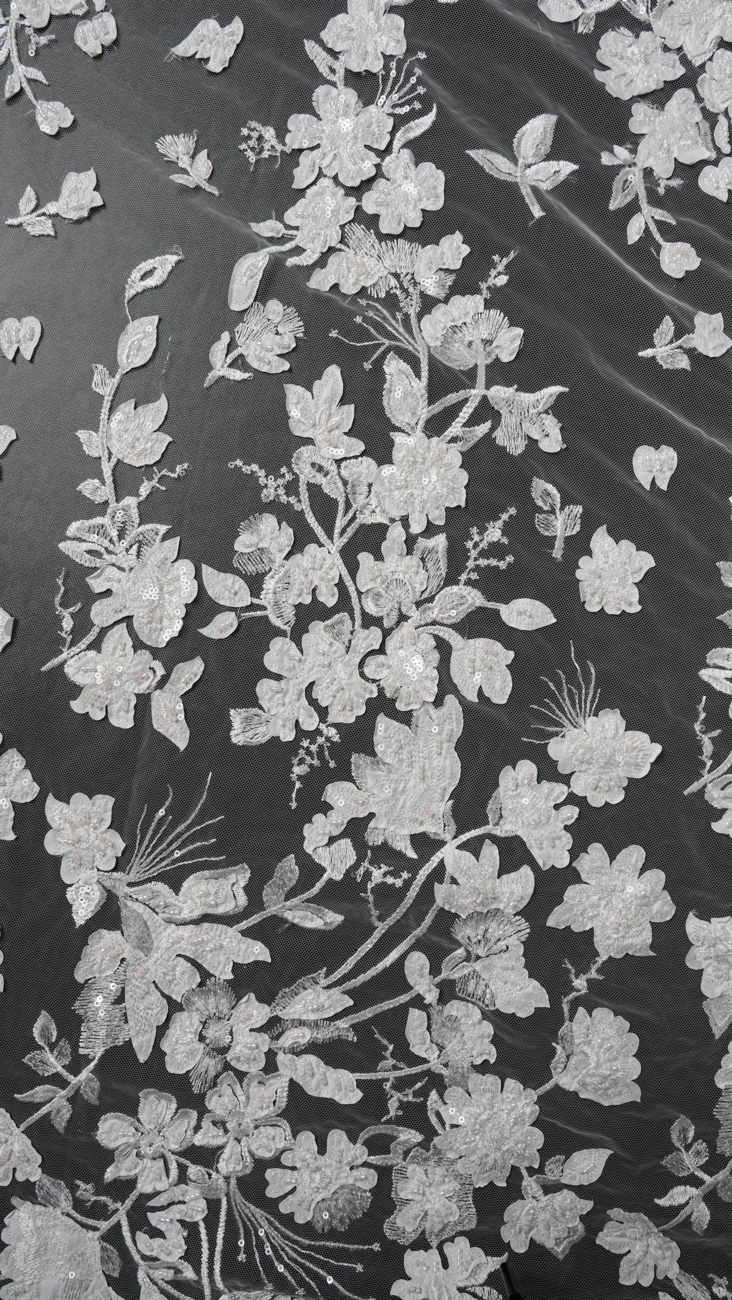 Sita Lace, sitalace, Lace Fabric, Feature Fabric, Tulle Fabric, Beaded Fabric, Sequined Fabric, Embroidery Fabric, Wedding Dress, Bridal Gown, Bridal Veil, Beads, Sequins, Feather Fabrics, Feather, 3D Flowers, Floral, Blossom Flowers, Flower Petal,