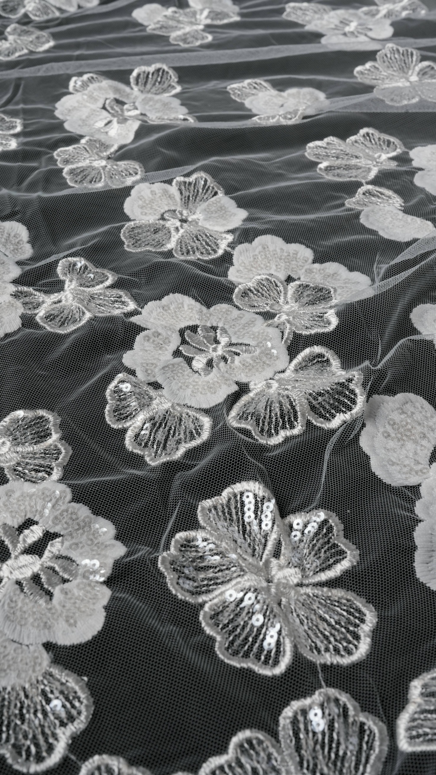 Sita Lace, sitalace, Lace Fabric, Feature Fabric, Tulle Fabric, Beaded Fabric, Sequined Fabric, Embroidery Fabric, Wedding Dress, Bridal Gown, Bridal Veil, Beads, Sequins, Feather Fabrics, Feather, 3D Flowers, Floral, Blossom Flowers, Flower Petal,