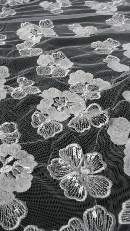 Sita Lace, sitalace, Lace Fabric, Feature Fabric, Tulle Fabric, Beaded Fabric, Sequined Fabric, Embroidery Fabric, Wedding Dress, Bridal Gown, Bridal Veil, Beads, Sequins, Feather Fabrics, Feather, 3D Flowers, Floral, Blossom Flowers, Flower Petal,