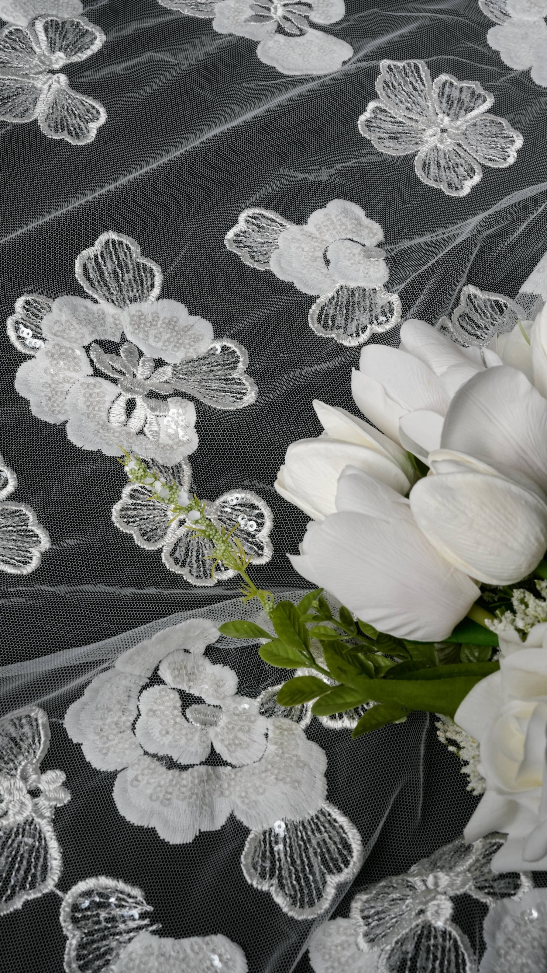 Sita Lace, sitalace, Lace Fabric, Feature Fabric, Tulle Fabric, Beaded Fabric, Sequined Fabric, Embroidery Fabric, Wedding Dress, Bridal Gown, Bridal Veil, Beads, Sequins, Feather Fabrics, Feather, 3D Flowers, Floral, Blossom Flowers, Flower Petal,