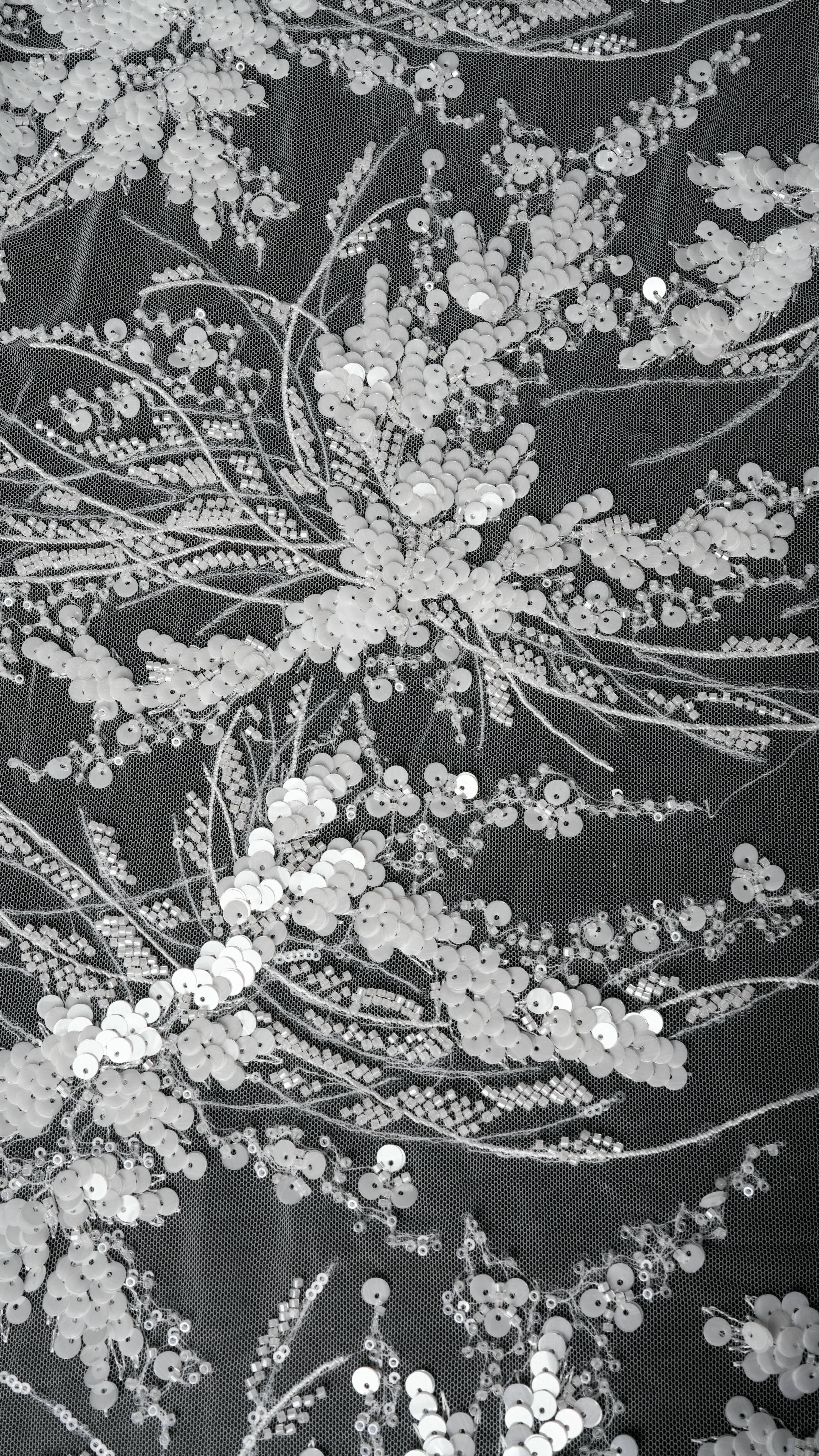 Sita Lace, sitalace, Lace Fabric, Feature Fabric, Tulle Fabric, Beaded Fabric, Sequined Fabric, Embroidery Fabric, Wedding Dress, Bridal Gown, Bridal Veil, Beads, Sequins, Feather Fabrics, Feather, 3D Flowers, Floral, Blossom Flowers, Flower Petal,