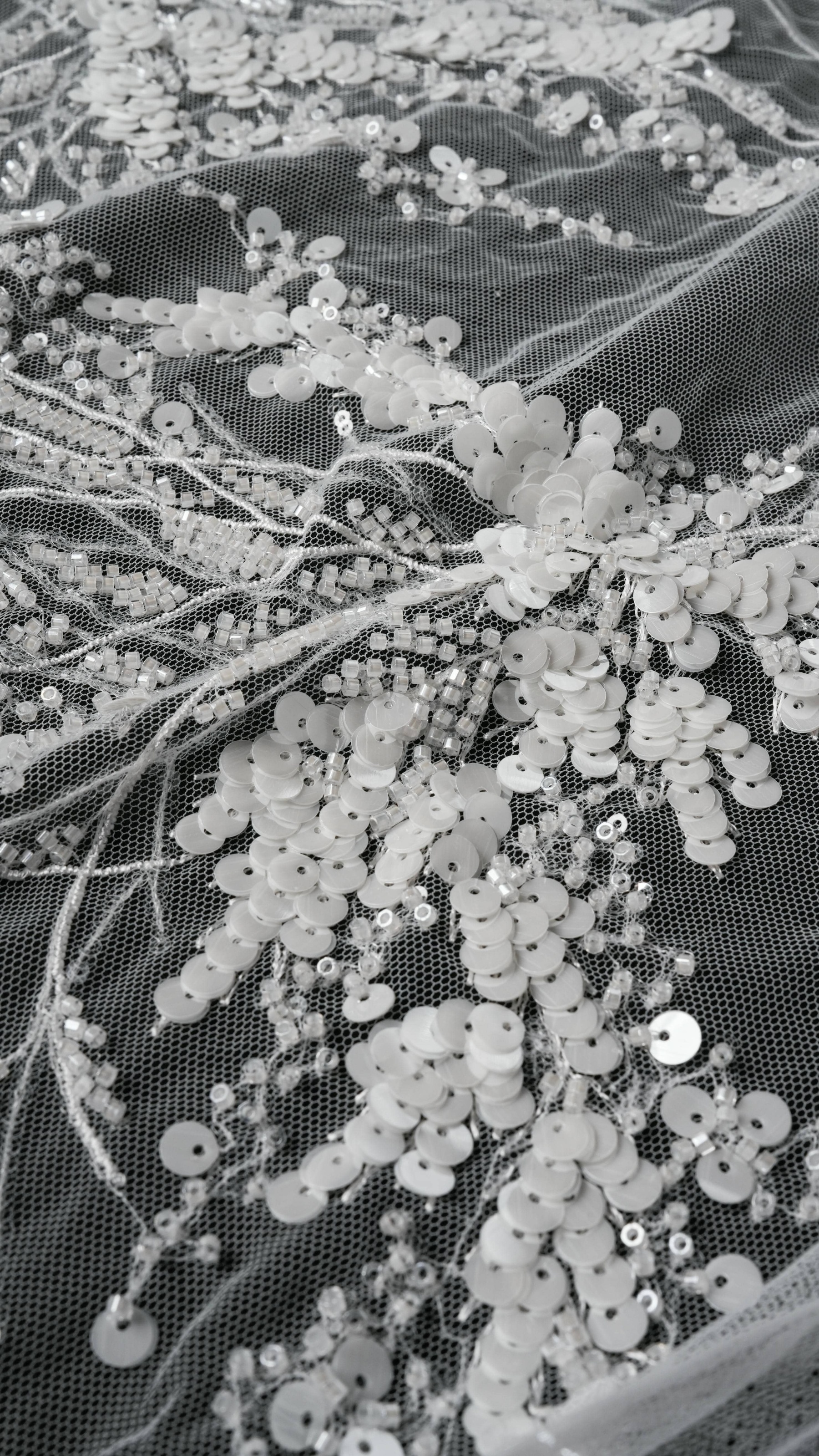 Sita Lace, sitalace, Lace Fabric, Feature Fabric, Tulle Fabric, Beaded Fabric, Sequined Fabric, Embroidery Fabric, Wedding Dress, Bridal Gown, Bridal Veil, Beads, Sequins, Feather Fabrics, Feather, 3D Flowers, Floral, Blossom Flowers, Flower Petal,