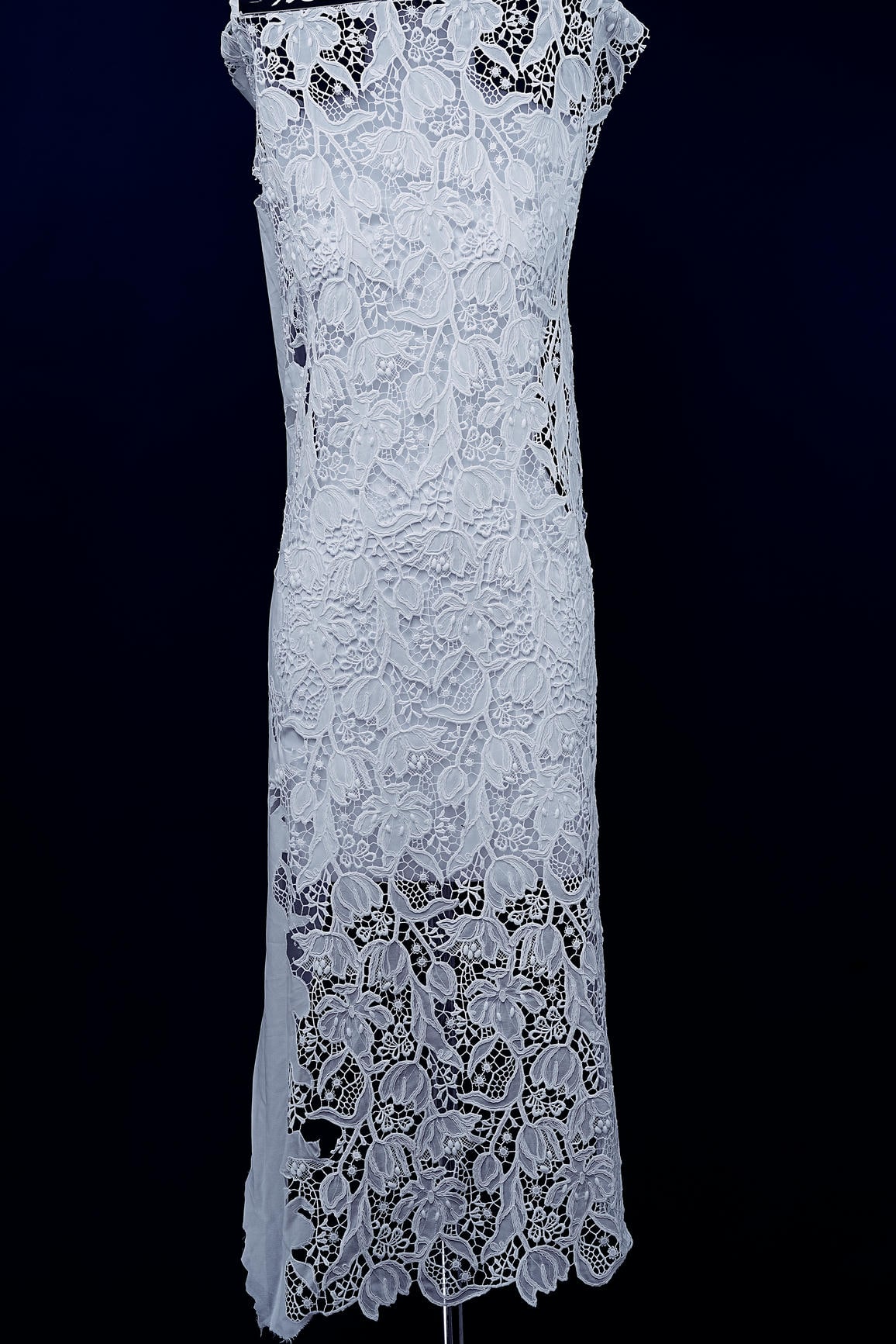 Off White Embroidery Mesh Floral Fabtic Wedding Bridal Evening Dress Costume