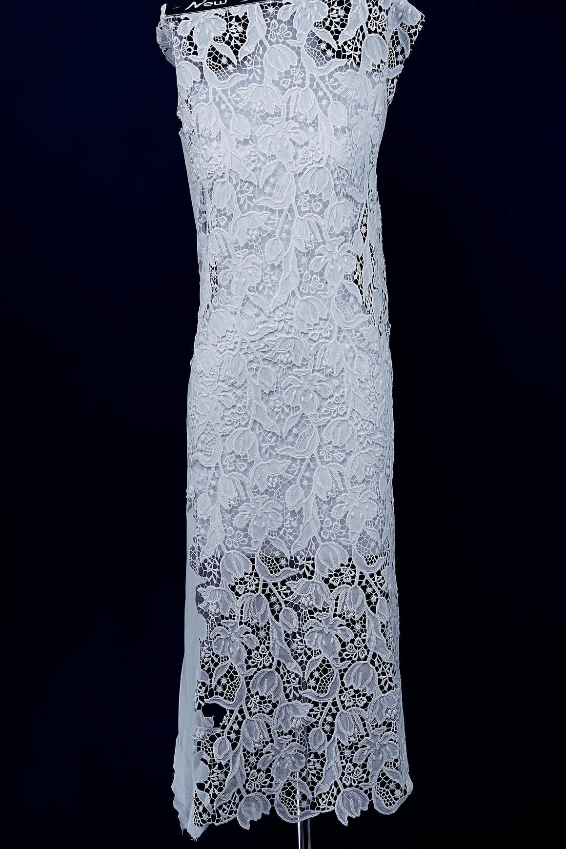 Off White Embroidery Mesh Floral Fabtic Wedding Bridal Evening Dress Costume