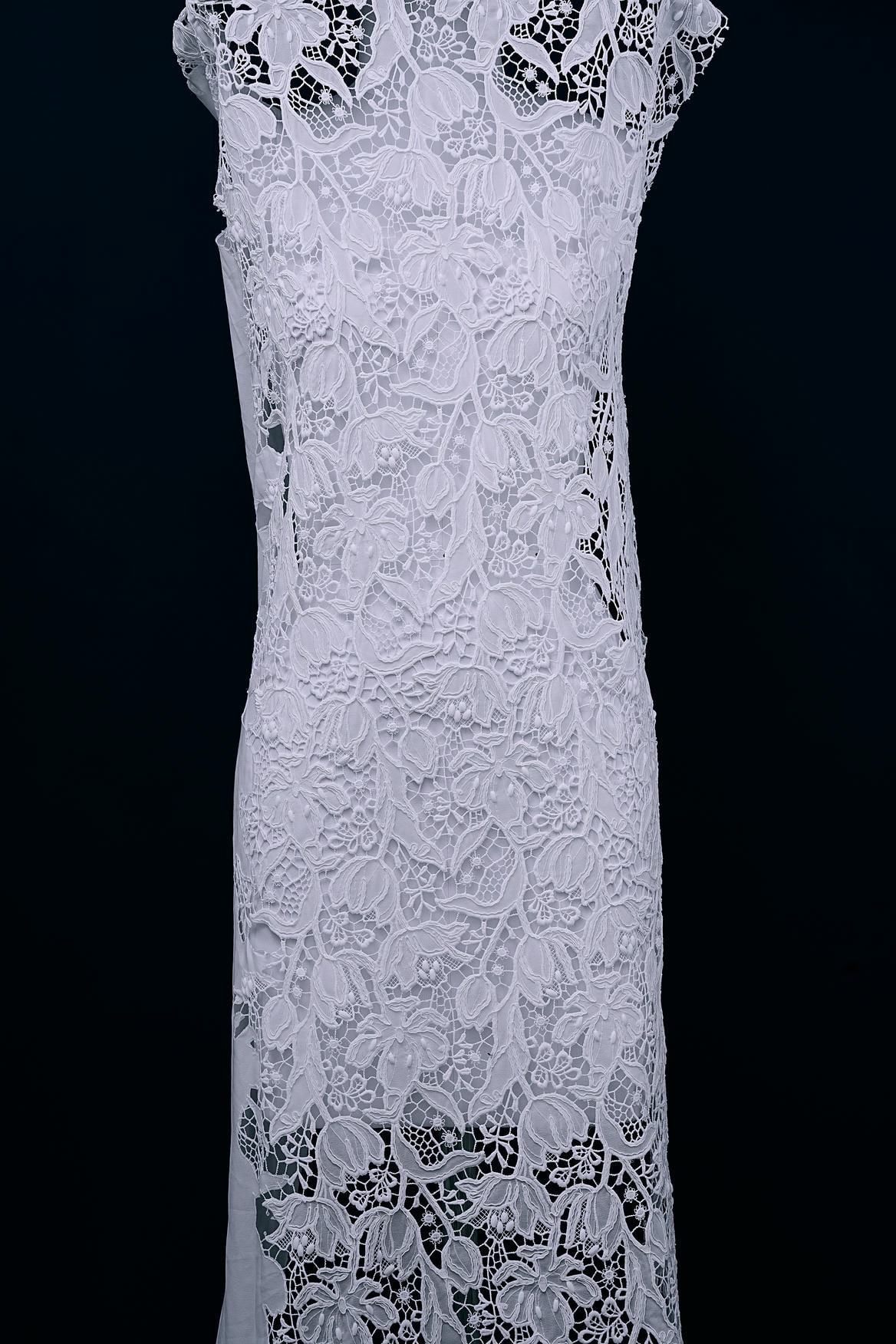 Off White Embroidery Mesh Floral Fabtic Wedding Bridal Evening Dress Costume