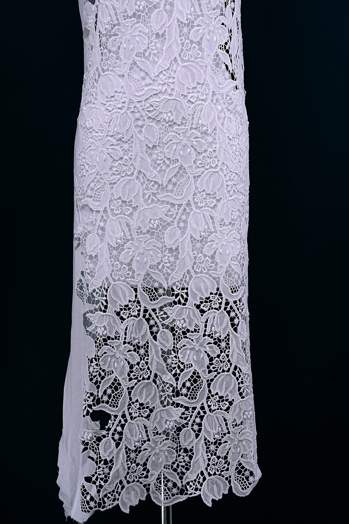 Off White Embroidery Mesh Floral Fabtic Wedding Bridal Evening Dress Costume