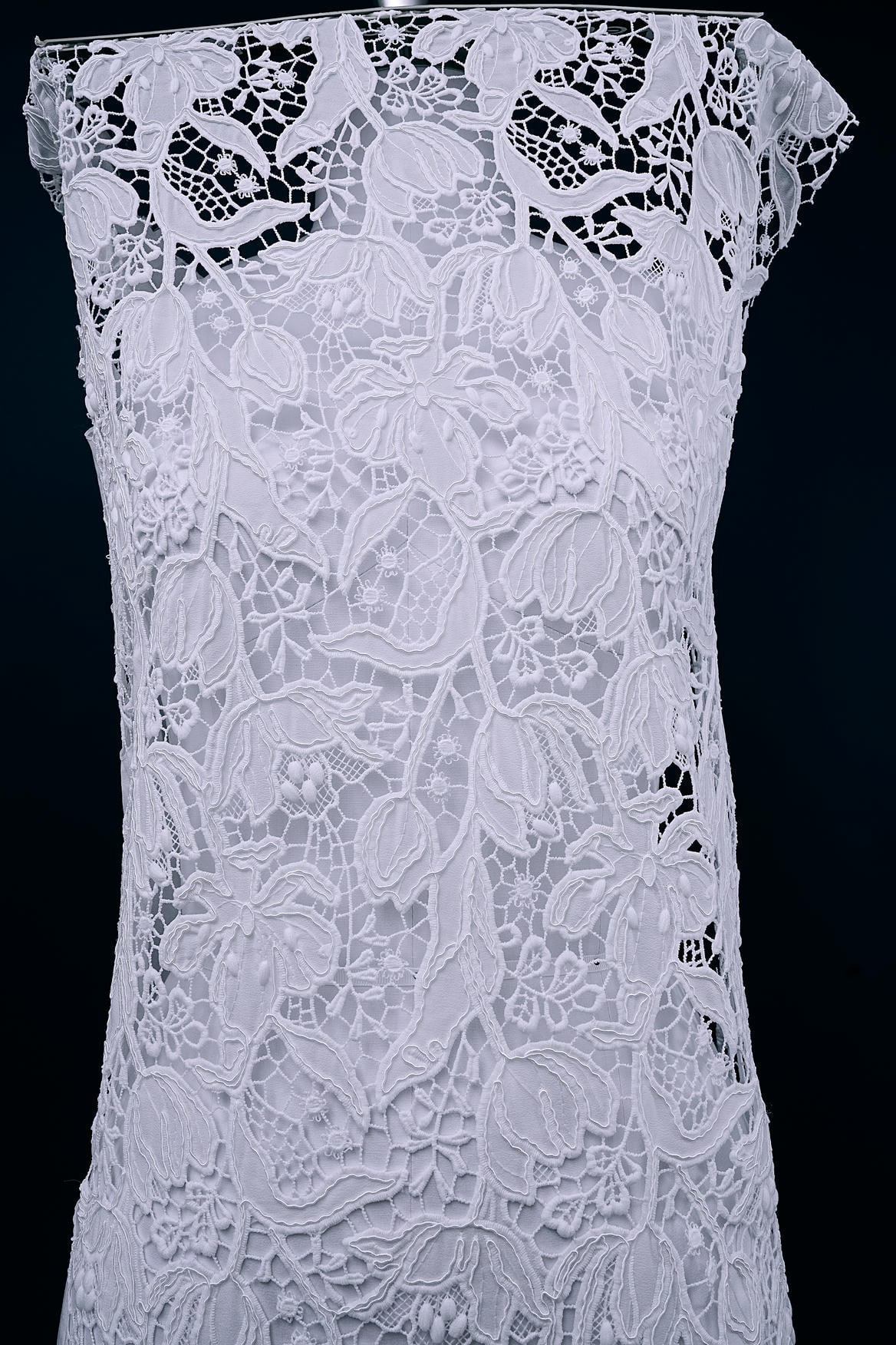 Off White Embroidery Mesh Floral Fabtic Wedding Bridal Evening Dress Costume