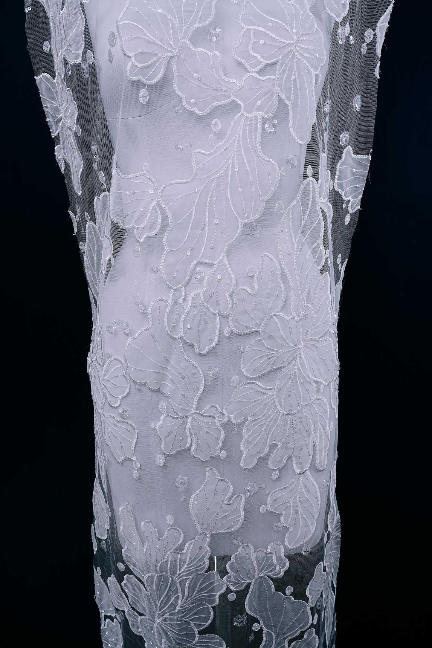 Sequined Embroidery Floral Lace Fabric Sequined Tulle Fabric Exquisite Floral Pattern Bridal Dress