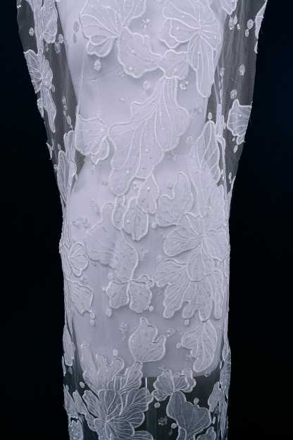 Sequined Embroidery Floral Lace Fabric Sequined Tulle Fabric Exquisite Floral Pattern Bridal Dress