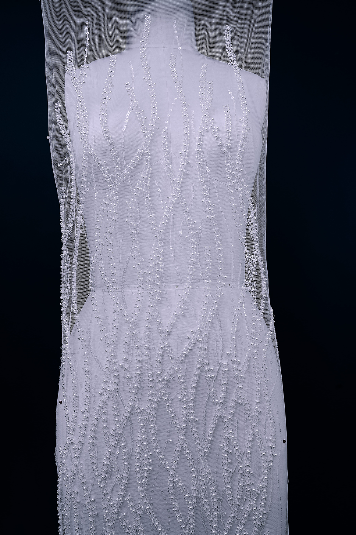 Heavy Bead Lace Fabric, Tulle Mesh White Pearls Sequins, Embroidery Lace Fabric