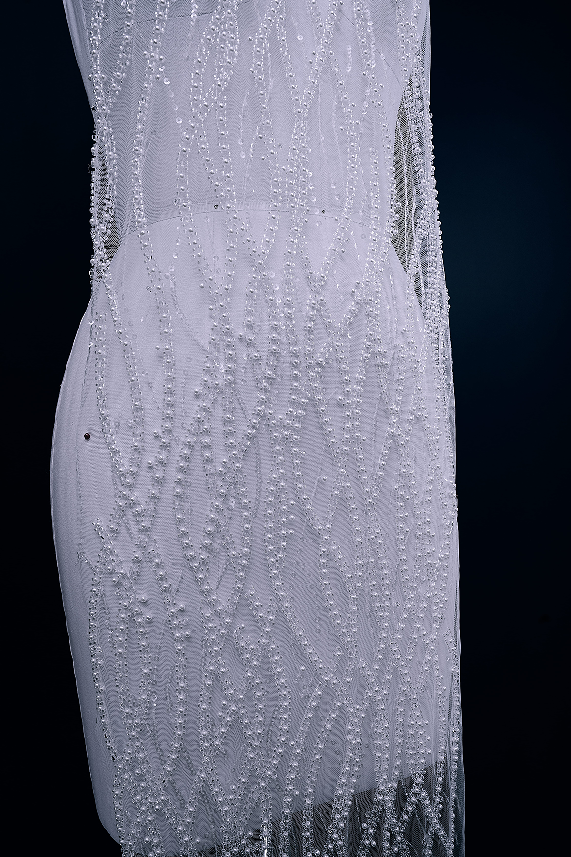 Heavy Bead Lace Fabric, Tulle Mesh White Pearls Sequins, Embroidery Lace Fabric