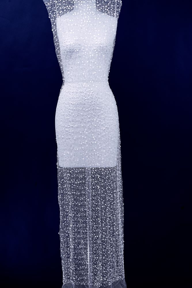 Sita Lace, sitalace, Lace Fabric, Feature Fabric, Tulle Fabric, Beaded Fabric, Sequined Fabric, Embroidery Fabric, Wedding Dress, Bridal Gown, Bridal Veil, Beads, Sequins, Feather Fabrics, Feather, 3D Flowers, Floral, Blossom Flowers, Floral Petal, Embroidered Leaves