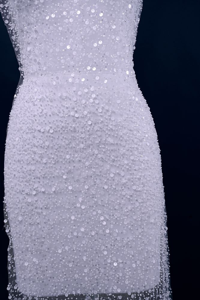 Sita Lace, sitalace, Lace Fabric, Feature Fabric, Tulle Fabric, Beaded Fabric, Sequined Fabric, Embroidery Fabric, Wedding Dress, Bridal Gown, Bridal Veil, Beads, Sequins, Feather Fabrics, Feather, 3D Flowers, Floral, Blossom Flowers, Floral Petal, Embroidered Leaves