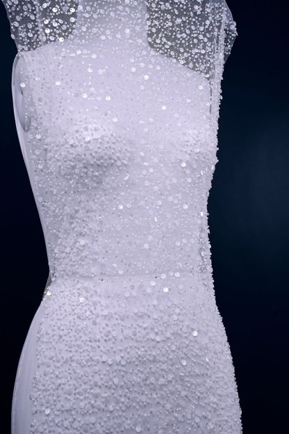 Sita Lace, sitalace, Lace Fabric, Feature Fabric, Tulle Fabric, Beaded Fabric, Sequined Fabric, Embroidery Fabric, Wedding Dress, Bridal Gown, Bridal Veil, Beads, Sequins, Feather Fabrics, Feather, 3D Flowers, Floral, Blossom Flowers, Floral Petal, Embroidered Leaves