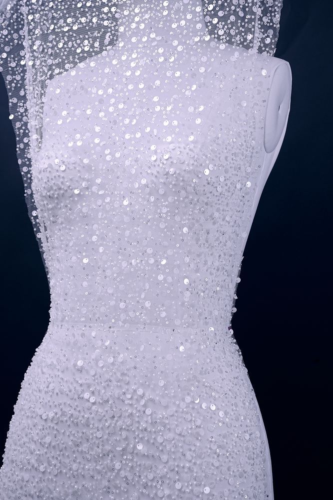 Sita Lace, sitalace, Lace Fabric, Feature Fabric, Tulle Fabric, Beaded Fabric, Sequined Fabric, Embroidery Fabric, Wedding Dress, Bridal Gown, Bridal Veil, Beads, Sequins, Feather Fabrics, Feather, 3D Flowers, Floral, Blossom Flowers, Floral Petal, Embroidered Leaves