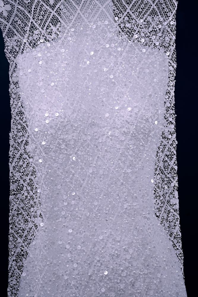 Sita Lace, sitalace, Lace Fabric, Feature Fabric, Tulle Fabric, Beaded Fabric, Sequined Fabric, Embroidery Fabric, Wedding Dress, Bridal Gown, Bridal Veil, Beads, Sequins, Feather Fabrics, Feather, 3D Flowers, Floral, Blossom Flowers, Floral Petal, Embroidered Leaves