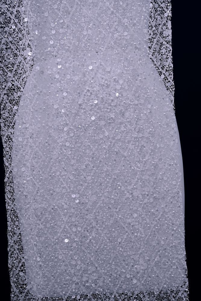 Sita Lace, sitalace, Lace Fabric, Feature Fabric, Tulle Fabric, Beaded Fabric, Sequined Fabric, Embroidery Fabric, Wedding Dress, Bridal Gown, Bridal Veil, Beads, Sequins, Feather Fabrics, Feather, 3D Flowers, Floral, Blossom Flowers, Floral Petal, Embroidered Leaves