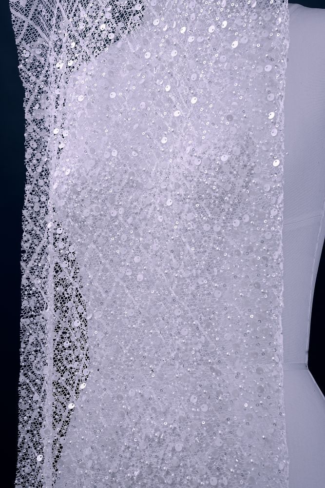 Sita Lace, sitalace, Lace Fabric, Feature Fabric, Tulle Fabric, Beaded Fabric, Sequined Fabric, Embroidery Fabric, Wedding Dress, Bridal Gown, Bridal Veil, Beads, Sequins, Feather Fabrics, Feather, 3D Flowers, Floral, Blossom Flowers, Floral Petal, Embroidered Leaves