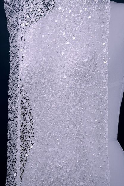 Sita Lace, sitalace, Lace Fabric, Feature Fabric, Tulle Fabric, Beaded Fabric, Sequined Fabric, Embroidery Fabric, Wedding Dress, Bridal Gown, Bridal Veil, Beads, Sequins, Feather Fabrics, Feather, 3D Flowers, Floral, Blossom Flowers, Floral Petal, Embroidered Leaves