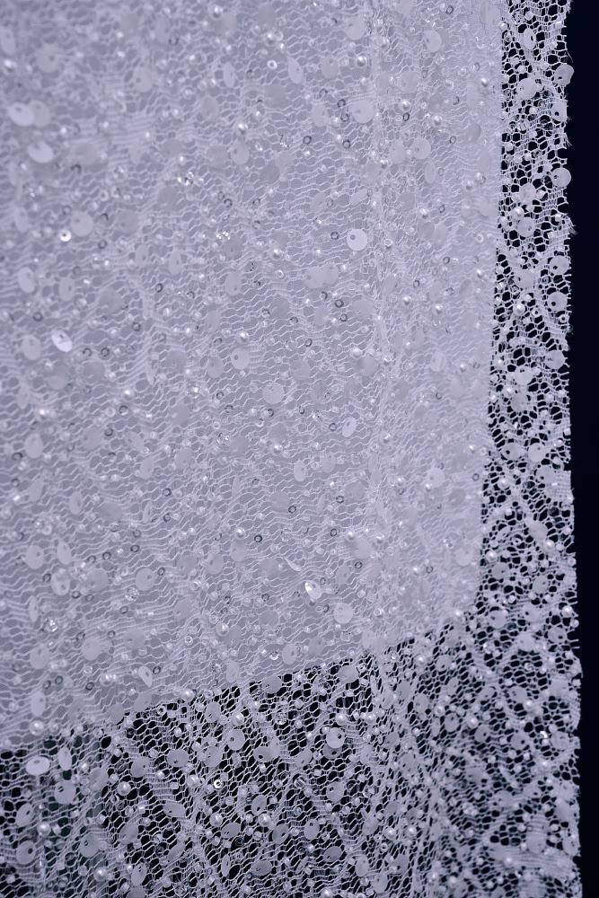 Sita Lace, sitalace, Lace Fabric, Feature Fabric, Tulle Fabric, Beaded Fabric, Sequined Fabric, Embroidery Fabric, Wedding Dress, Bridal Gown, Bridal Veil, Beads, Sequins, Feather Fabrics, Feather, 3D Flowers, Floral, Blossom Flowers, Floral Petal, Embroidered Leaves