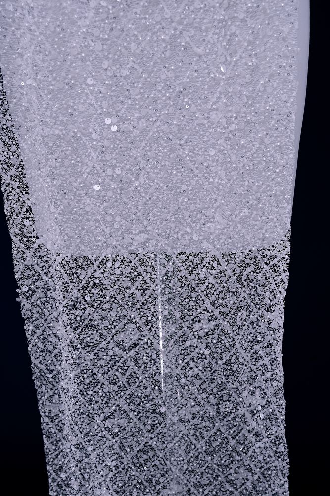 Sita Lace, sitalace, Lace Fabric, Feature Fabric, Tulle Fabric, Beaded Fabric, Sequined Fabric, Embroidery Fabric, Wedding Dress, Bridal Gown, Bridal Veil, Beads, Sequins, Feather Fabrics, Feather, 3D Flowers, Floral, Blossom Flowers, Floral Petal, Embroidered Leaves