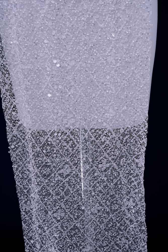 Sita Lace, sitalace, Lace Fabric, Feature Fabric, Tulle Fabric, Beaded Fabric, Sequined Fabric, Embroidery Fabric, Wedding Dress, Bridal Gown, Bridal Veil, Beads, Sequins, Feather Fabrics, Feather, 3D Flowers, Floral, Blossom Flowers, Floral Petal, Embroidered Leaves