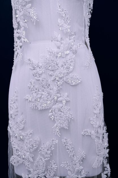 Sita Lace, sitalace, Lace Fabric, Feature Fabric, Tulle Fabric, Beaded Fabric, Sequined Fabric, Embroidery Fabric, Wedding Dress, Bridal Gown, Bridal Veil, Beads, Sequins, Feather Fabrics, Feather, 3D Flowers, Floral, Blossom Flowers, Floral Petal, Embroidered Leaves