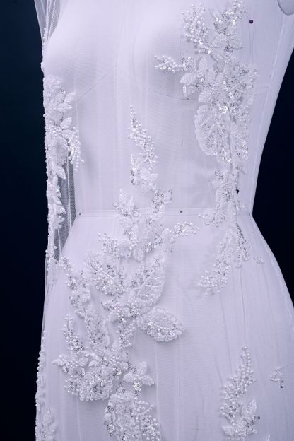 Sita Lace, sitalace, Lace Fabric, Feature Fabric, Tulle Fabric, Beaded Fabric, Sequined Fabric, Embroidery Fabric, Wedding Dress, Bridal Gown, Bridal Veil, Beads, Sequins, Feather Fabrics, Feather, 3D Flowers, Floral, Blossom Flowers, Floral Petal, Embroidered Leaves