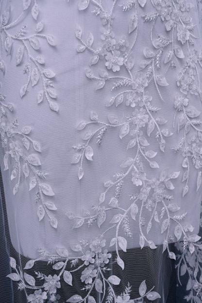 Luxury Embroidered 3D Floral Tulle Fabric Stunning 3D Petal Fabric With Crystal Pearl Sparkling Sequin Wedding Dress