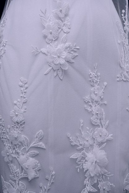 Luxury embroidered 3D floral tulle fabric Stunning 3D petal fabric with crystal pearl sparkling wedding dress