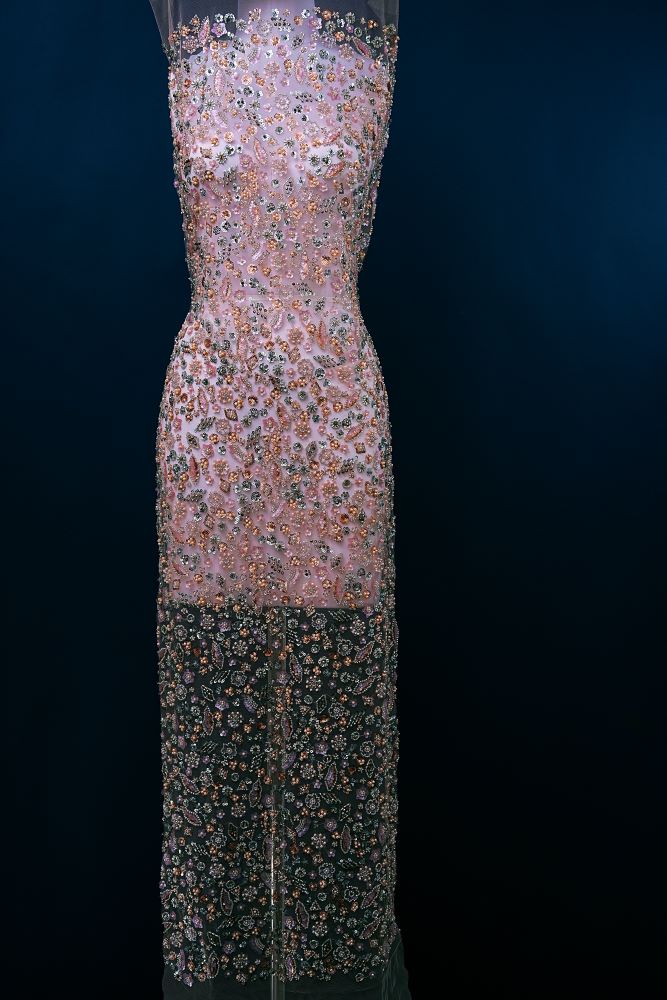 Very Beautiful Luxury Embroidered 3-D Floral Tulle Fabric Dazzling 3-D Petal Fabric Inlaid With Crystals, Pearls and Glittering Sequins Wedding Dresses