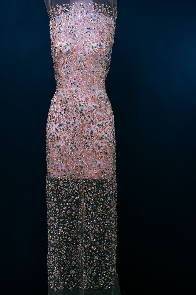 Very Beautiful Luxury Embroidered 3-D Floral Tulle Fabric Dazzling 3-D Petal Fabric Inlaid With Crystals, Pearls and Glittering Sequins Wedding Dresses