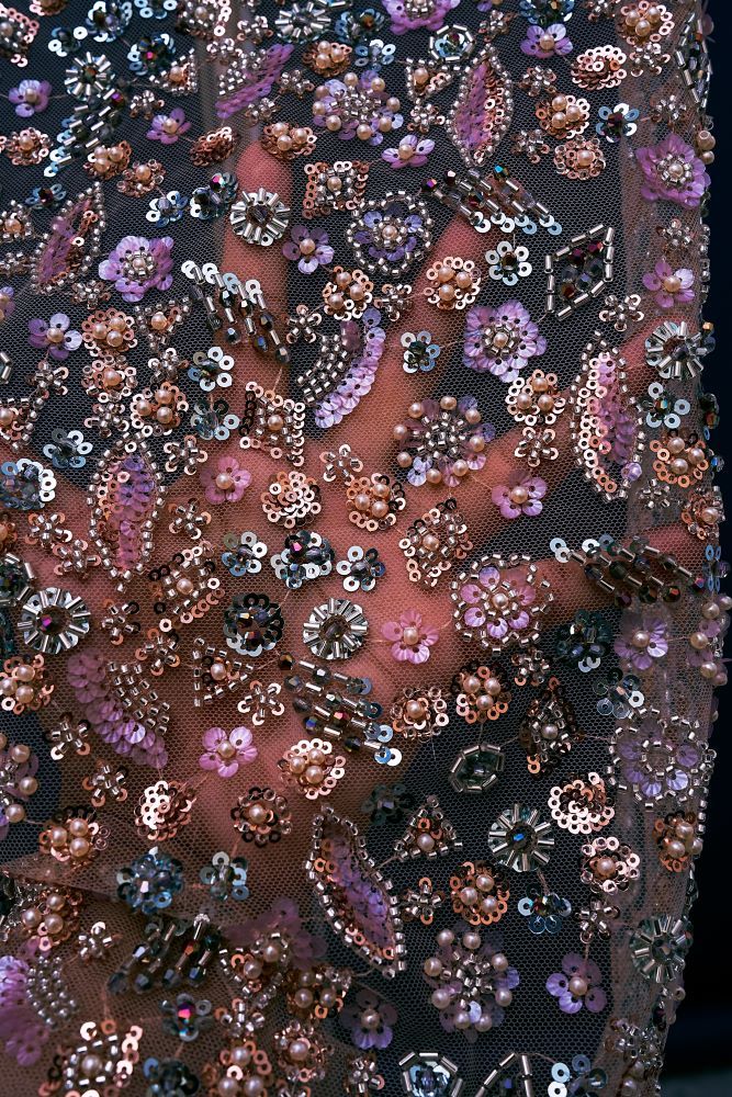 Very Beautiful Luxury Embroidered 3-D Floral Tulle Fabric Dazzling 3-D Petal Fabric Inlaid With Crystals, Pearls and Glittering Sequins Wedding Dresses