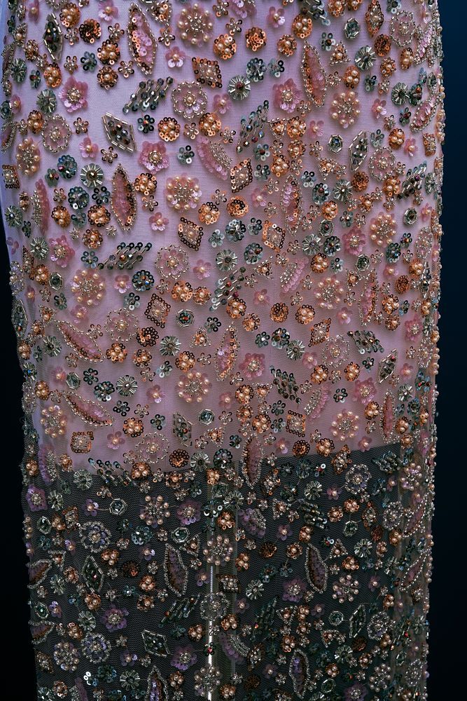 Very Beautiful Luxury Embroidered 3-D Floral Tulle Fabric Dazzling 3-D Petal Fabric Inlaid With Crystals, Pearls and Glittering Sequins Wedding Dresses