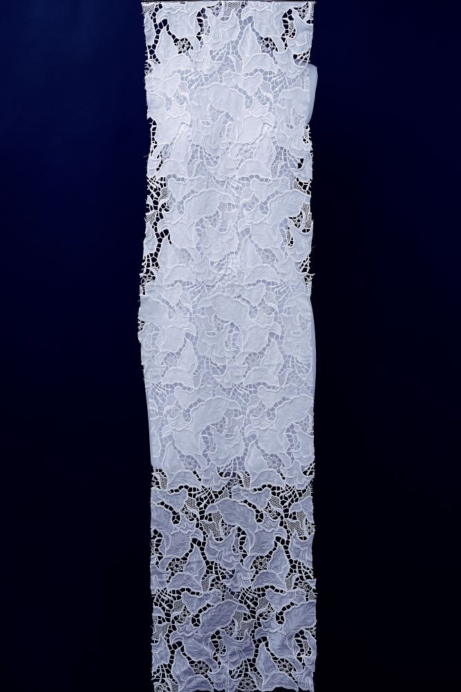 Bleached Beige Embroidered Mesh Floral Fabric Wedding Evening Dresses Sheaths