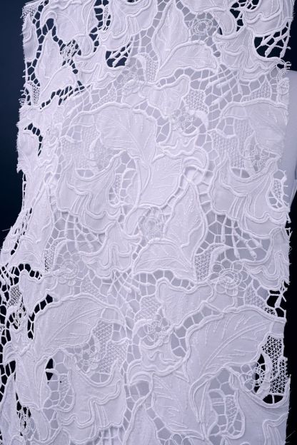 Bleached Beige Embroidered Mesh Floral Fabric Wedding Evening Dresses Sheaths