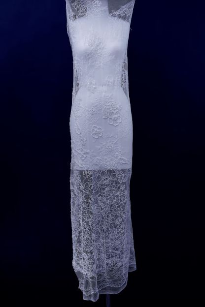 Beaded Floral Lace Fabric White Pearl Sequin Tulle Mesh Fabric Beautifully Embroidered Floral Pattern Wedding Dress