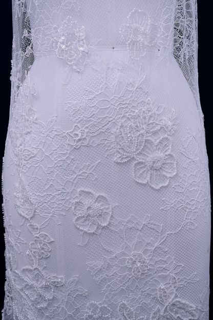 Beaded Floral Lace Fabric White Pearl Sequin Tulle Mesh Fabric Beautifully Embroidered Floral Pattern Wedding Dress