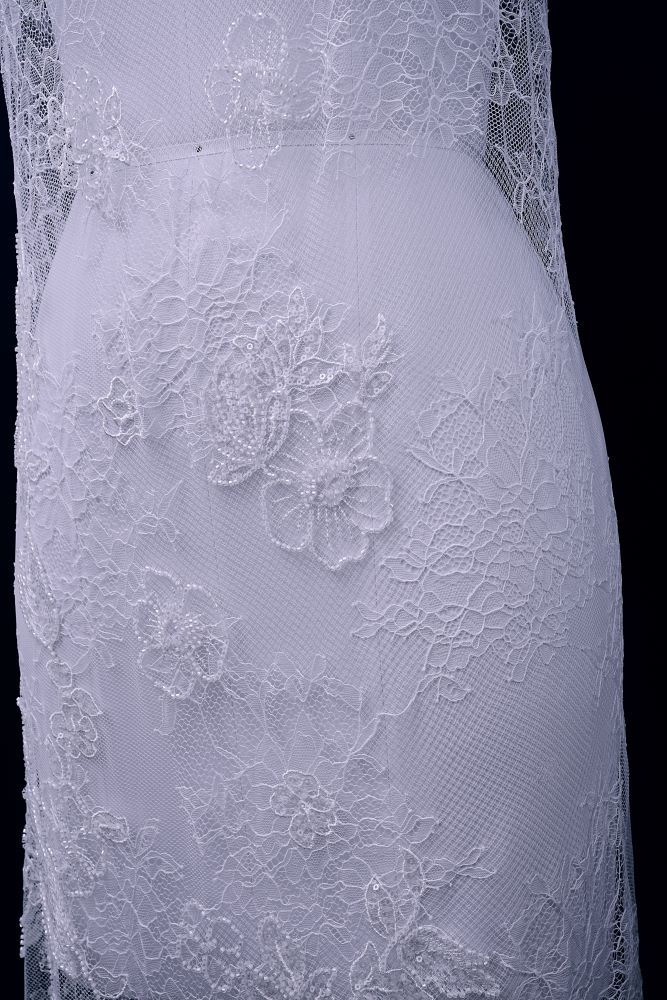 Beaded Floral Lace Fabric White Pearl Sequin Tulle Mesh Fabric Beautifully Embroidered Floral Pattern Wedding Dress