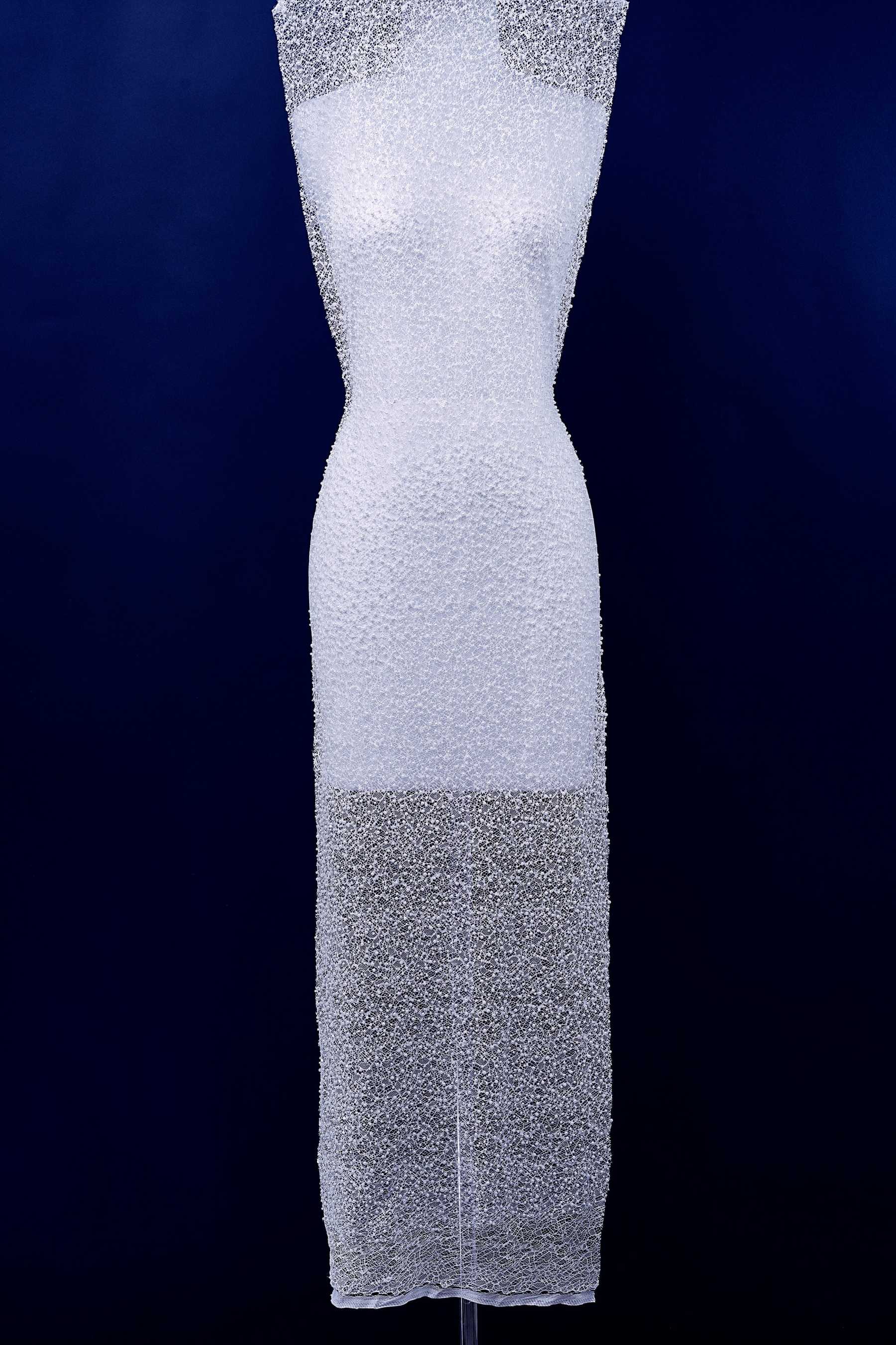 Exquisite Beaded Lace Fabric Embroidery Fabric With Sparkling Sequins and Pearls for Wedding Gown Bridal Dress