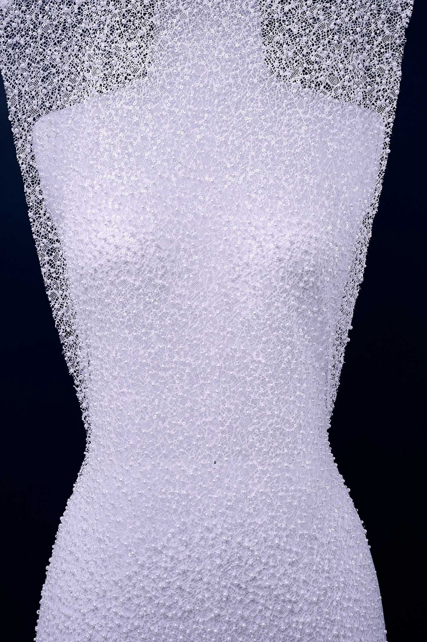 Exquisite Beaded Lace Fabric Embroidery Fabric With Sparkling Sequins and Pearls for Wedding Gown Bridal Dress