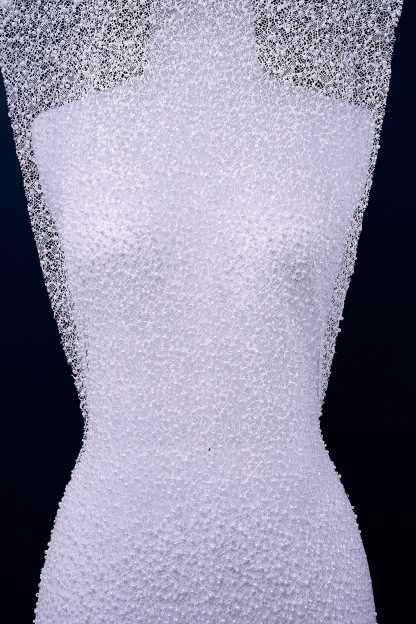 Exquisite Beaded Lace Fabric Embroidery Fabric With Sparkling Sequins and Pearls for Wedding Gown Bridal Dress