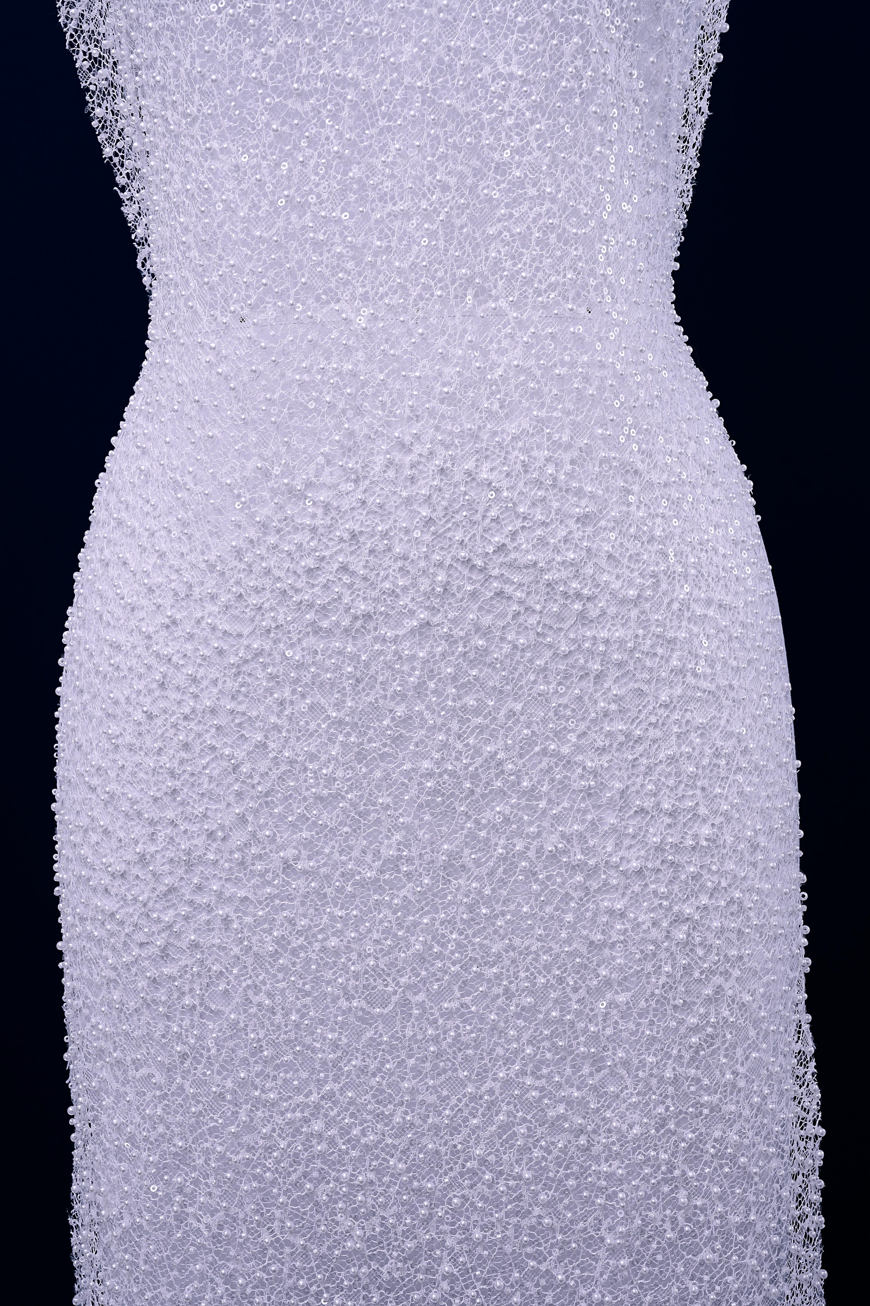 Exquisite Beaded Lace Fabric Embroidery Fabric With Sparkling Sequins and Pearls for Wedding Gown Bridal Dress