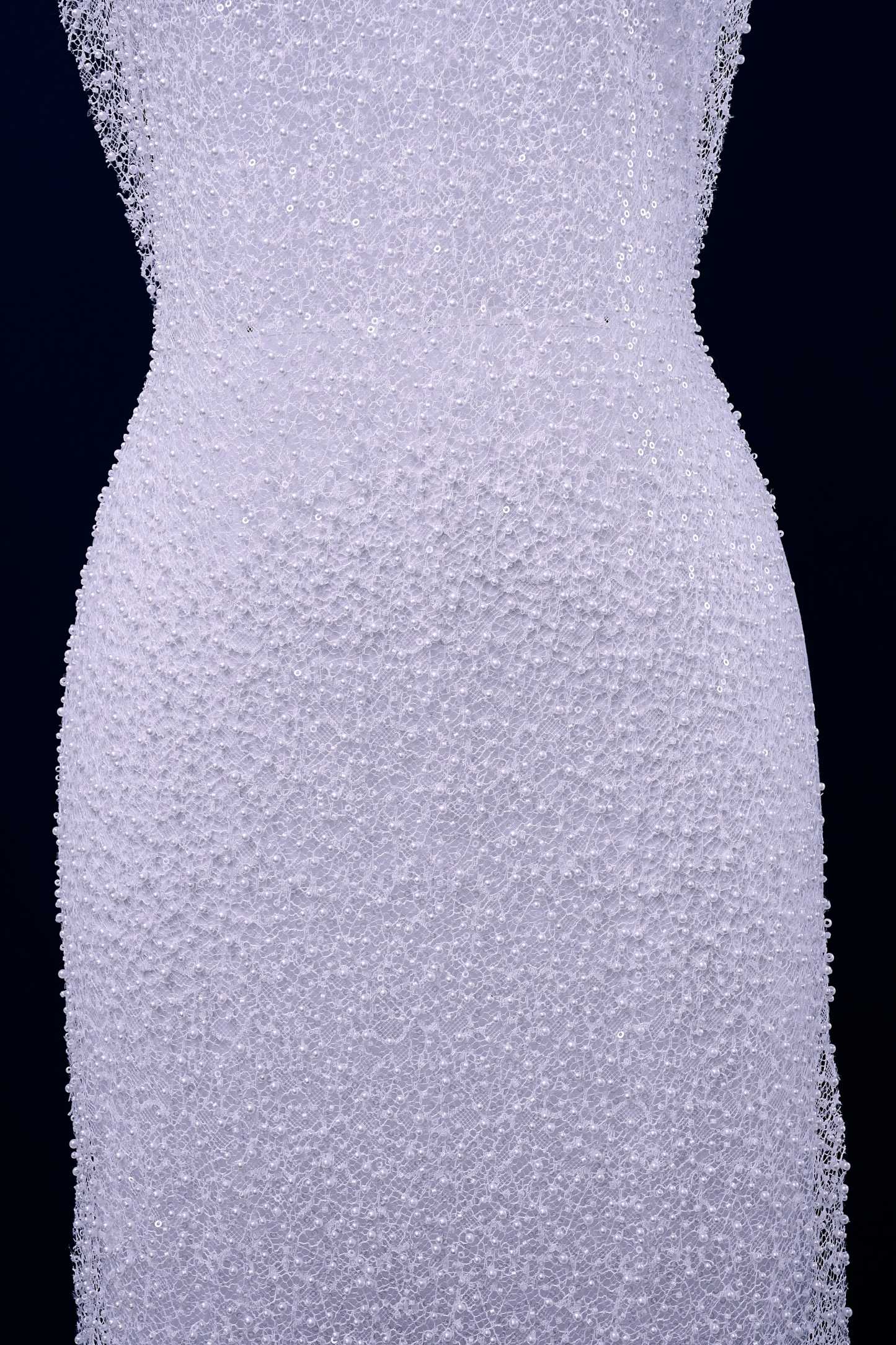 Exquisite Beaded Lace Fabric Embroidery Fabric With Sparkling Sequins and Pearls for Wedding Gown Bridal Dress