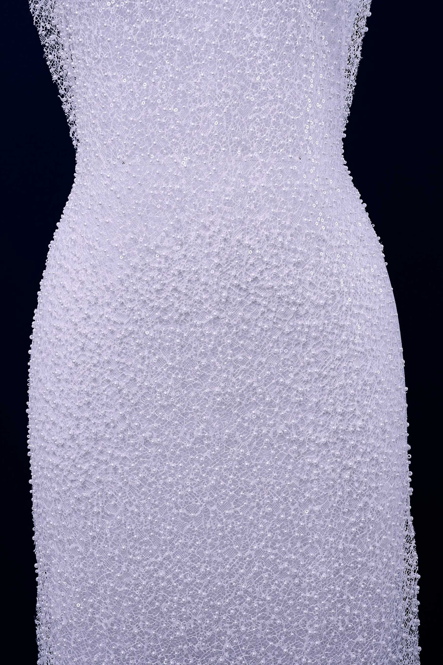 Exquisite Beaded Lace Fabric Embroidery Fabric With Sparkling Sequins and Pearls for Wedding Gown Bridal Dress