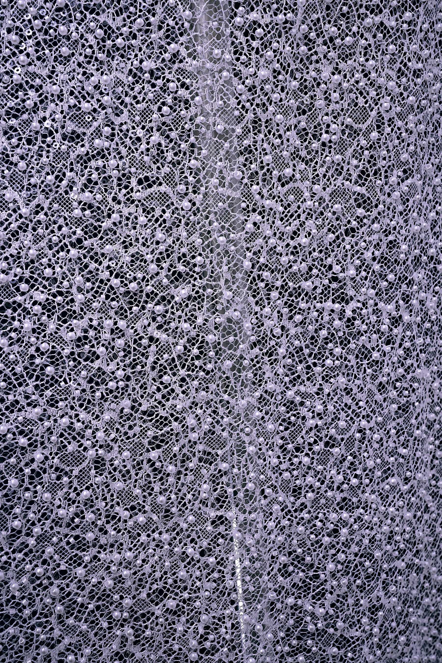 Exquisite Beaded Lace Fabric Embroidery Fabric With Sparkling Sequins and Pearls for Wedding Gown Bridal Dress