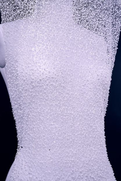 Luxury Lace Fabric With Embroidery Crystal Beading Delicate Embroidery Sparkly Sequins Gorgeous Lace Embroidery Wedding Gown Bridal Gown